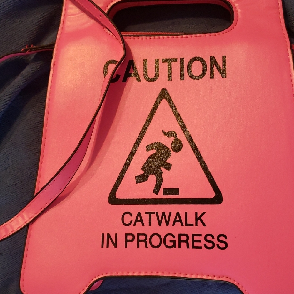 Women's Pink 'Caution Catwalk In Progress' Crossbody Tote